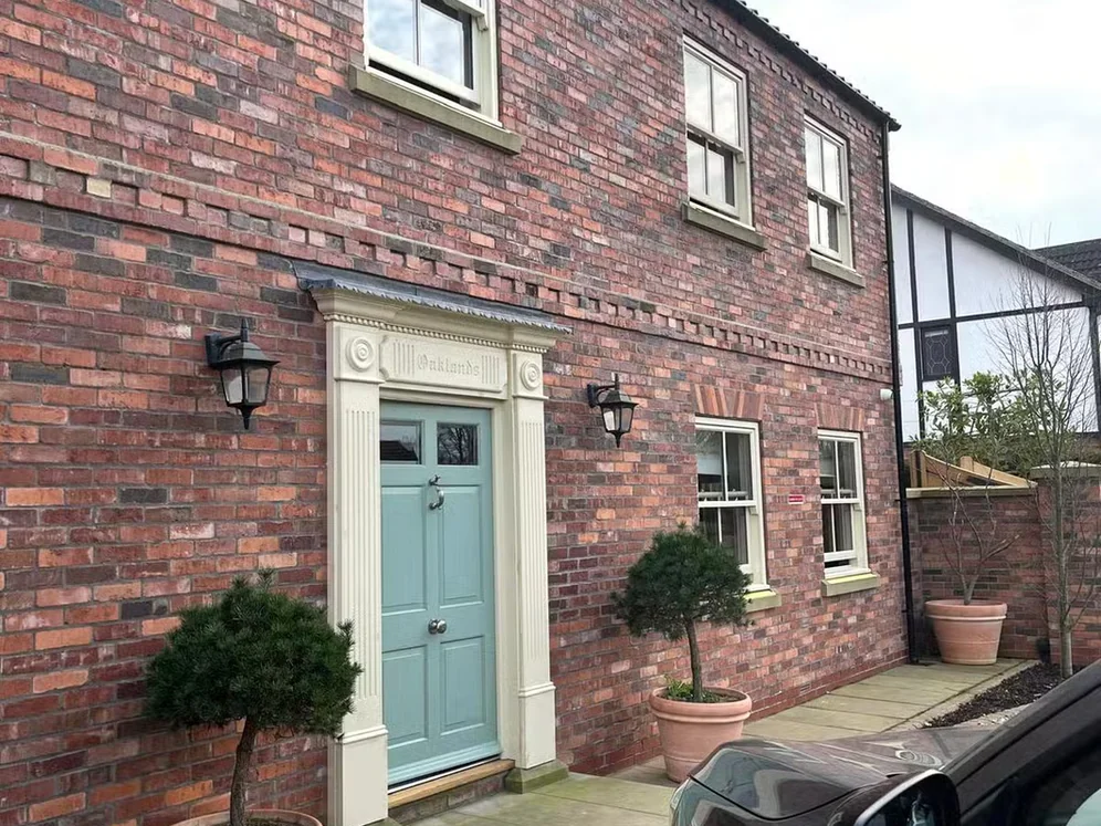 exterior-house-painting-brick-country-home-bradford-decorators Brick country home with freshly painted windows and front door by Bradford Decorators