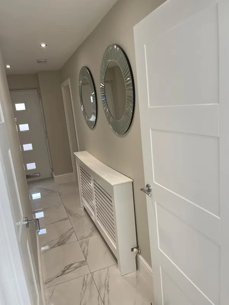 hallway-painting-soft-grey-finish-bradford-decorators Finished hallway painted soft grey by Bradford Decorators